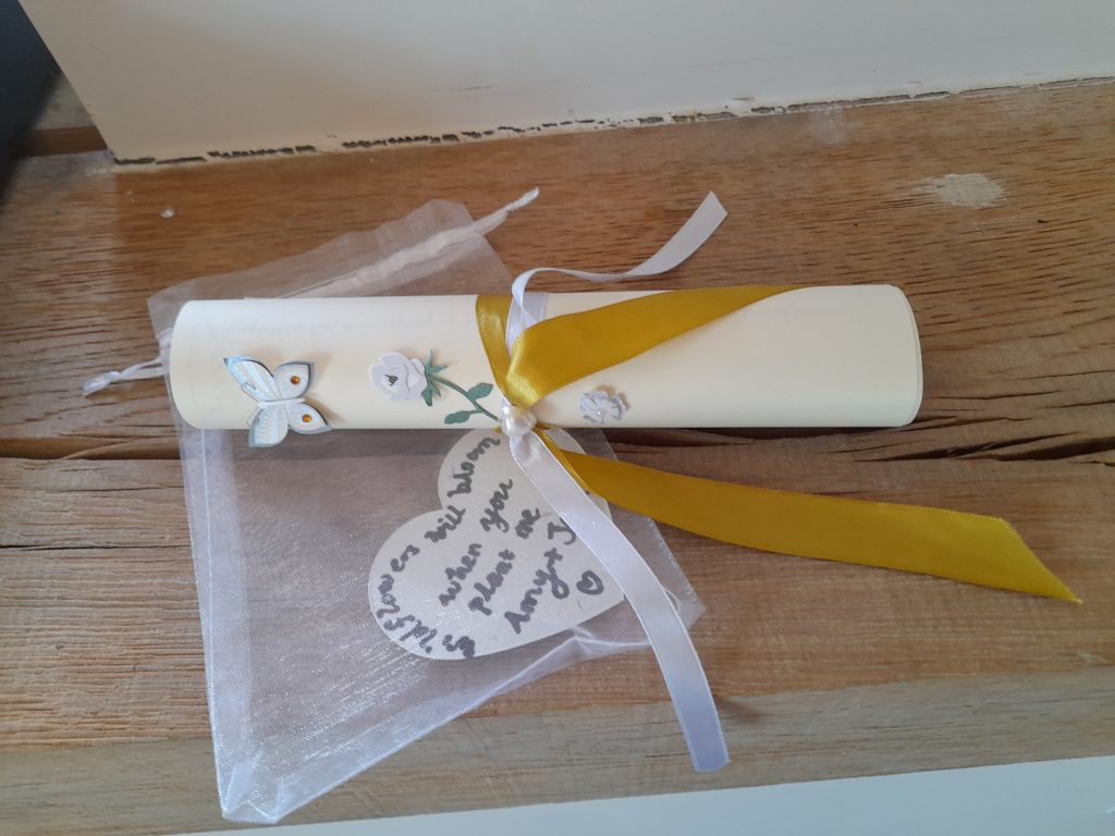 scrolls and seed hearts for mourners